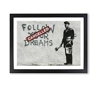 Banksy Follow Your Dreams Graffiti Wall Art Modern Framed Wall Art Print, Ready to Hang Picture for Living Room Bedroom Home Office Décor, Black A4 (34 x 25 cm)