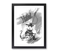 Banksy Gangsta Rat Wall Graffiti Art V1 Modern Framed Print | A3 Black Framed Wall Art | Ready to Hang | Eclectic Animal Picture | Living Room Bedroom Lounge Office