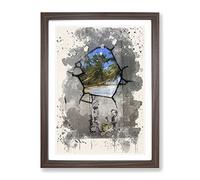 Banksy Gaza Palestine Graffiti Wall Art Modern Fc Framed Print | A2 Walnut Framed Wall Art | Ready to Hang | Eclectic Nature Picture | Living Room Bedroom Lounge Office