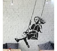 Banksy Girl On Swing Stencil , Painting Stencil, Interior & Exterior Wall Painting Stencil, Home Decor, Art, Reusable (51x80cm)