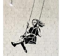 Banksy Girl on Swing XL Mural Wall Stencil - Home decor - interior & exterior use