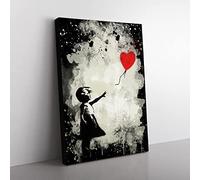 Banksy Girl With Balloon Wall Graffiti Art Modern Cb Canvas Wall Art Print Ready to Hang, Framed Picture for Living Room Bedroom Home Office Décor, 60x40 cm (24x16 Inch)