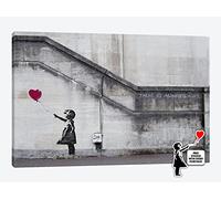 Banksy Girl with Red Balloon Art Graffiti on Framed Canvas Wall Art Home Decoration Various Sizes Large 16x12in (40x30cm)
