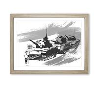 Banksy Golf Sale Graffiti Wall Art V1 Modern Framed Wall Art Print, Ready to Hang Picture for Living Room Bedroom Home Office Décor, Oak A4 (34 x 25 cm)