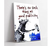 Banksy Good Publicity Blue Red Canvas Wall Art Print Picture - 8 inch wide x 12 inch high (Frame Depth 30mm)