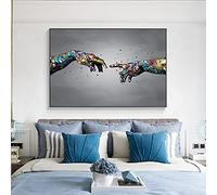 Banksy Graffiti Art Hand of God Creation of Adam Canvas Painting Print on Canavs Wall Art Pictures for Living Room Decor 50x70cm Frameless