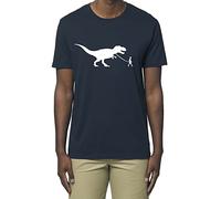 Banksy Graffiti Boy and Dinosaur on a Leash Unisex Men's Women's T-Shirt Cotton Urban Classic Tops Navy Blue S