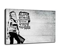 Banksy Graffiti Concrete Wall Women Wall Art Canvas Prints Poster For Home set of 1 Decorations With Framed 30"x20"