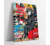 BANKSY GRAFFITI FOLLOW YOUR DREAMS CANVAS WALL ART PRINT ARTWORK BRAINWASH (30in x 20in / 76cm x 50cm) for Living Room