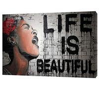 Banksy Graffiti Life is Beautiful Picture Paint Picture Reproduction Print On Framed Canvas Wall Art Home Decoration 12’’x 8’’inch(30x 20 cm) -38mm Depth