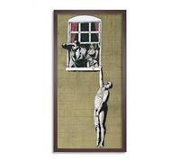 Banksy Graffiti Well Hung Lover Naked Man Long Panel Framed Wall Art Print