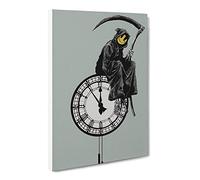 Banksy Grin Reaper Graffiti Wall Art Canvas Print | Gallery Wrapped 30mm Frame Wall Decor | 24x16 inches | Ready to Hang | Pop Art Picture | Living Room Bedroom Lounge Office
