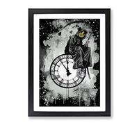 Banksy Grin Reaper Graffiti Wall Art Modern Cb Framed Print | A2 Black Framed Wall Art | Ready to Hang | Eclectic Nature Picture | Living Room Bedroom Lounge Office
