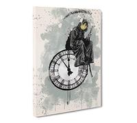 Banksy Grin Reaper Graffiti Wall Art Modern Fc Canvas Wall Art Print Ready to Hang, Framed Picture for Living Room Bedroom Home Office Décor, 30x20 Inch (76x50 cm)