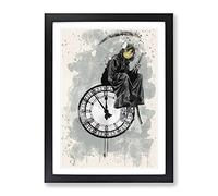 Banksy Grin Reaper Graffiti Wall Art Modern Fc Framed Print | A4 Black Framed Wall Art | Ready to Hang | Eclectic Nature Picture | Living Room Bedroom Lounge Office