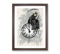 Banksy Grin Reaper Graffiti Wall Art Modern Fc Framed Print | A4 Walnut Framed Wall Art | Ready to Hang | Eclectic Nature Picture | Living Room Bedroom Lounge Office