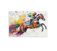 Banksy Horse Riding Wall Art Horse Racing Player Sport Pictures Colorful Street Graffiti Sports Wall Decor Canvas Poster 16x24inch(40x60cm)