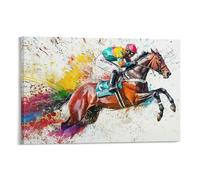 Banksy Horse Riding Wall Art Horse Racing Player Sport Pictures Colorful Street Graffiti Sports Wall Decor Canvas Poster 24x36inch(60x90cm)