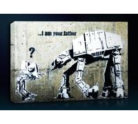 Banksy I Am Your Father 1 (8" x 12" Inch) Canvas Art Framed Ready To Hang Boxed Gallery Wrapped Wall Decor
