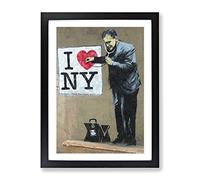 Banksy I Heart Ney York Ny Graffiti Wall Art Modern Framed Wall Art Print, Ready to Hang Picture for Living Room Bedroom Home Office Décor, Black A2 (64 x 46 cm)