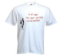 Banksy If at First You Don't Succeed - Call an Airstrike Men's T-Shirt (Medium, White)