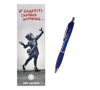 Banksy - If Graffiti Changed Anything Slim Calendar 2026 + EXCLUSIVE LIMITED EDITION PEN