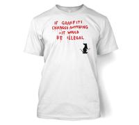 Banksy If Graffiti Changed Anything T-shirt - White Large (42/44")