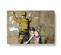 Banksy Israel Girl Pat Down Graffiti Wall Art Modern Canvas Wall Art Print Ready to Hang, Framed Picture for Living Room Bedroom Home Office Décor, 50x35 cm (20x14 Inch)