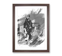 Banksy Kid With Ghetto Blaster Graffiti Wall Art V1 Modern Framed Print | A2 Walnut Framed Wall Art | Ready to Hang | Eclectic Nature Picture | Living Room Bedroom Lounge Office