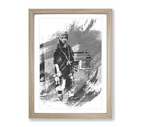 Banksy Kid With Ghetto Blaster Graffiti Wall Art V1 Modern Framed Print | A3 Oak Framed Wall Art | Ready to Hang | Eclectic Nature Picture | Living Room Bedroom Lounge Office