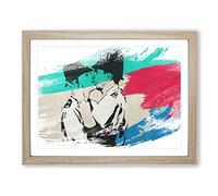 Banksy Kissing Police Policeman Graffiti Wall Art V2 Modern Framed Print | A3 Oak Framed Wall Art | Ready to Hang | Eclectic Nature Picture | Living Room Bedroom Lounge Office