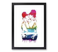 Banksy Kissing Policemen Framed Wall Art Print A2 Black
