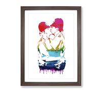 Banksy Kissing Policemen Modern Framed Wall Art Print, Ready to Hang Picture for Living Room Bedroom Home Office Décor, Walnut A3 (34 x 46 cm)