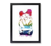 Banksy Kissing Policemen Modern Framed Wall Art Print, Ready to Hang Picture for Living Room Bedroom Home Office Décor, Black A2 (64 x 46 cm)