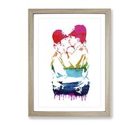 Banksy Kissing Policemen Modern Framed Wall Art Print, Ready to Hang Picture for Living Room Bedroom Home Office Décor, Oak A2 (64 x 46 cm)