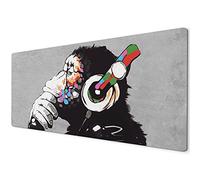 Banksy Large Mouse Mat | Banksy Art XXL Mouse Pad | Desk Mat | Large Mouse Mat Gaming | Full Desk Mouse Mat | Gaming Mouse Pad Large | 900 x 400 Mouse Mat | Banksy DJ Monkey Gorilla Chimp