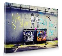 Banksy Life is Short Chill The Duck Out Canvas Wall Art | Framed Abstract Print and Decor Pictures