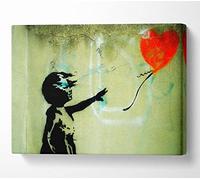 Banksy Love Heart Balloon Girl Float Canvas Print Wall Art - Canvas Art Medium 20 x 32 Inches