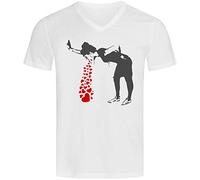 Banksy Love Sick Girl Street Art Graphic Men's V-Neck Cotton T-Shirt Medium White