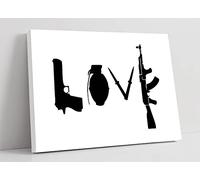 Banksy Love Weapons Guns Graffiti Canvas Wall Art Picture Print - 47 inch wide x 32 inch high (Frame Depth 30mm)