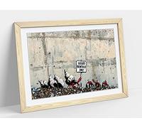 Banksy, Luxury Rentals Only Crab Framed Wall Art Print Picture - A1 - Light Oak Frame