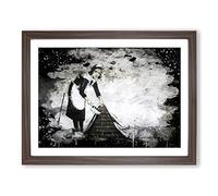 Banksy Maid Sweeping Graffiti Wall Art Modern CB Framed Print | A4 Walnut Framed Wall Art | Ready to Hang | Eclectic Nature Picture | Living Room Bedroom Lounge Office