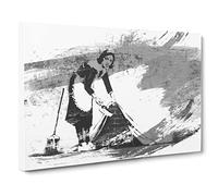 Banksy Maid Sweeping Graffiti Wall Art V1 Modern Canvas Wall Art Print Ready to Hang, Framed Picture for Living Room Bedroom Home Office Décor, 30x20 Inch (76x50 cm)