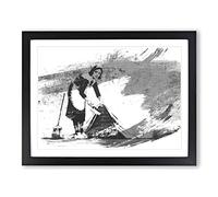 Banksy Maid Sweeping Graffiti Wall Art V1 Modern Framed Print | A3 Black Framed Wall Art | Ready to Hang | Eclectic Nature Picture | Living Room Bedroom Lounge Office