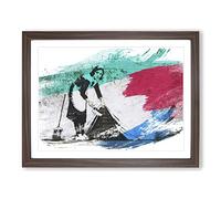 Banksy Maid Sweeping Graffiti Wall Art V2 Modern Framed Wall Art Print, Ready to Hang Picture for Living Room Bedroom Home Office Décor, Walnut A4 (34 x 25 cm)