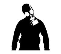 Banksy Man with Gas mask | Wall art graffiti vinyl Sticker | Urban Art Window, Car, Laptop Decal (Large - 26x20cm)