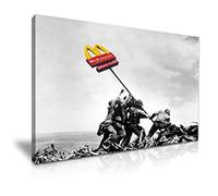 Banksy McDonalds 's Flag Canvas Wall Art Picture Print Best Gift For BANKSY Fans Modern Family Home Office Hotel Decoration (XS: 31cm X 20cm)