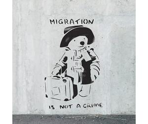 Banksy Migration is not Crime Stencil, Painting Stencil, Interior & Exterior Wall Painting Stencil, Home Decor, Art, Reusable (S/ 17X26CM)