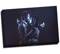 Banksy Mobile Phone Lovers Canvas Print Poster Large 30x20 Inches A1