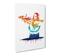 Banksy Mona Lisa Bazooka Canvas Print | Gallery Wrapped 30mm Frame Wall Art | 20x14 inches | Ready to Hang | Modern Picture | Living Room Bedroom Lounge Office